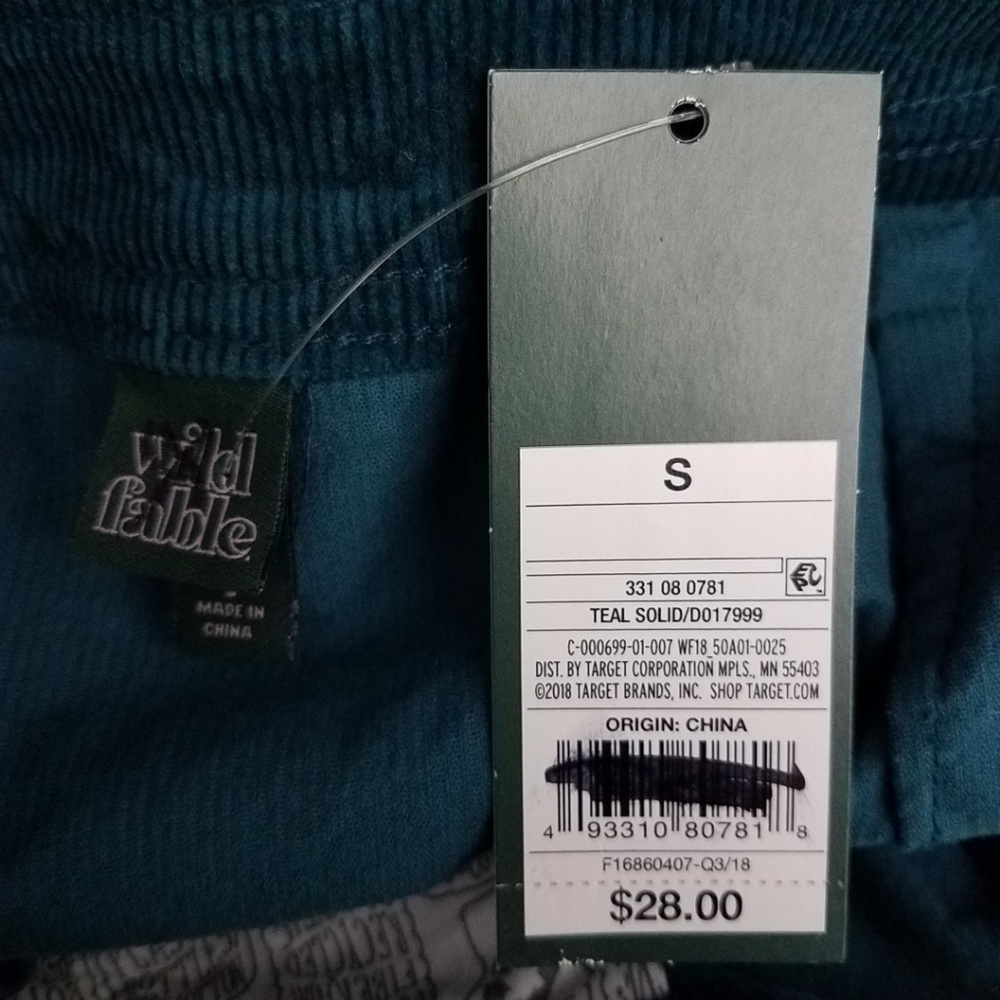 Wild Fable Corduroy Pinafore Teal Corduroy Dress - Picture 7 of 8